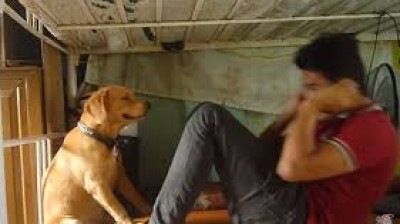 When the dog is the man's best trainer...