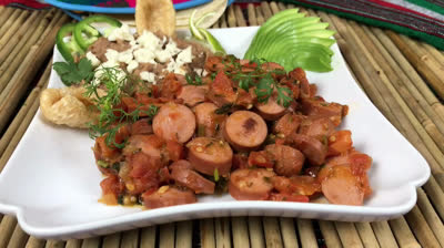 Sausages with Mexican sauce