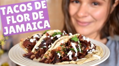 Vegan tacos with Jamaican flower