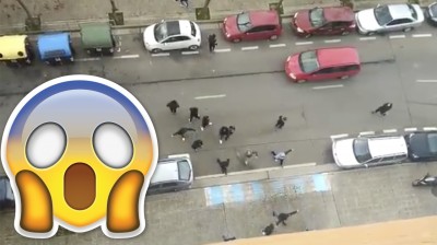 Ultras from Real Zaragoza and Racing fight in a pitched battle