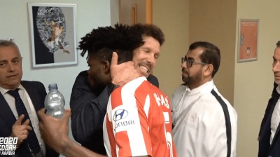 Así celebró Simeone la victoria contra el Barcelona en Supercopa