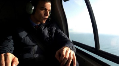 Pedro Sánchez flies over the Ebro Delta after "Gloria" storm