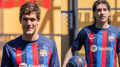 Presentación de Héctor Bellerín y Marcos Alonso con el Barça