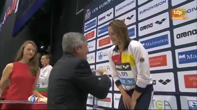 Mireia Belmonte wins gold in Women's 400m Medley. Rio 2016