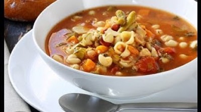 Minestrone soup is a specialty of Italian cuisine. A soup made with vegetables that is cooked throughout the year adapting the ingredients to those of the season.