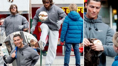 Cristiano Ronaldo Disguised as Homeless Surprises Fan