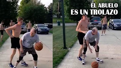 ¡Descomunal vacilada de un abuelo jugando al baloncesto!