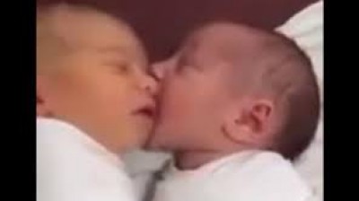 Kisses between newborn babies