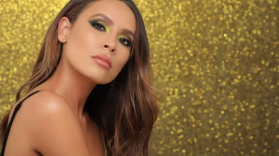 Black and yellow cat eye makeup